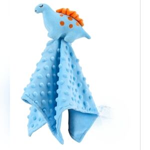 🩵NIB Blue & Orange Dinosaur Textured Security Blanket